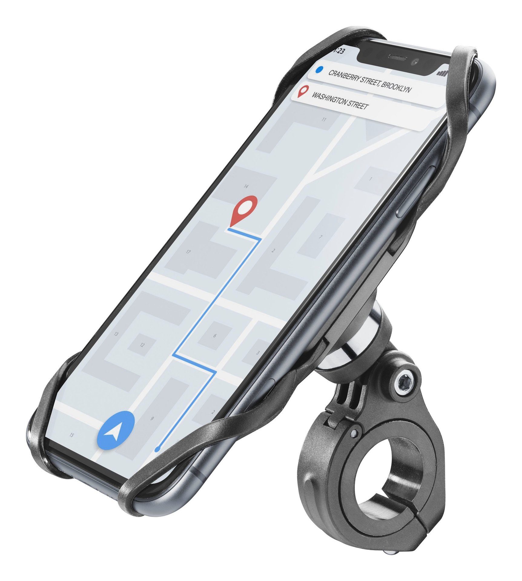 Cellularline Universal Bike Holder Rider Pro Handy-Halterung, (mit Klemme  und Abstandhalter für den Lenker), Kompatibel mit Smartphones von 10,16 -  16,21 cm (4 - 6,5 Zoll)