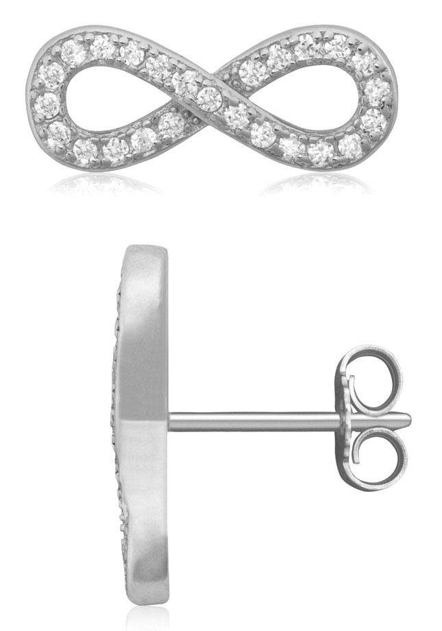 Firetti Paar Ohrstecker Schmuck Geschenk Silber 925 Ohrschmuck Infinity Unendlichkeit Schleife, mit Zirkonia (synth)