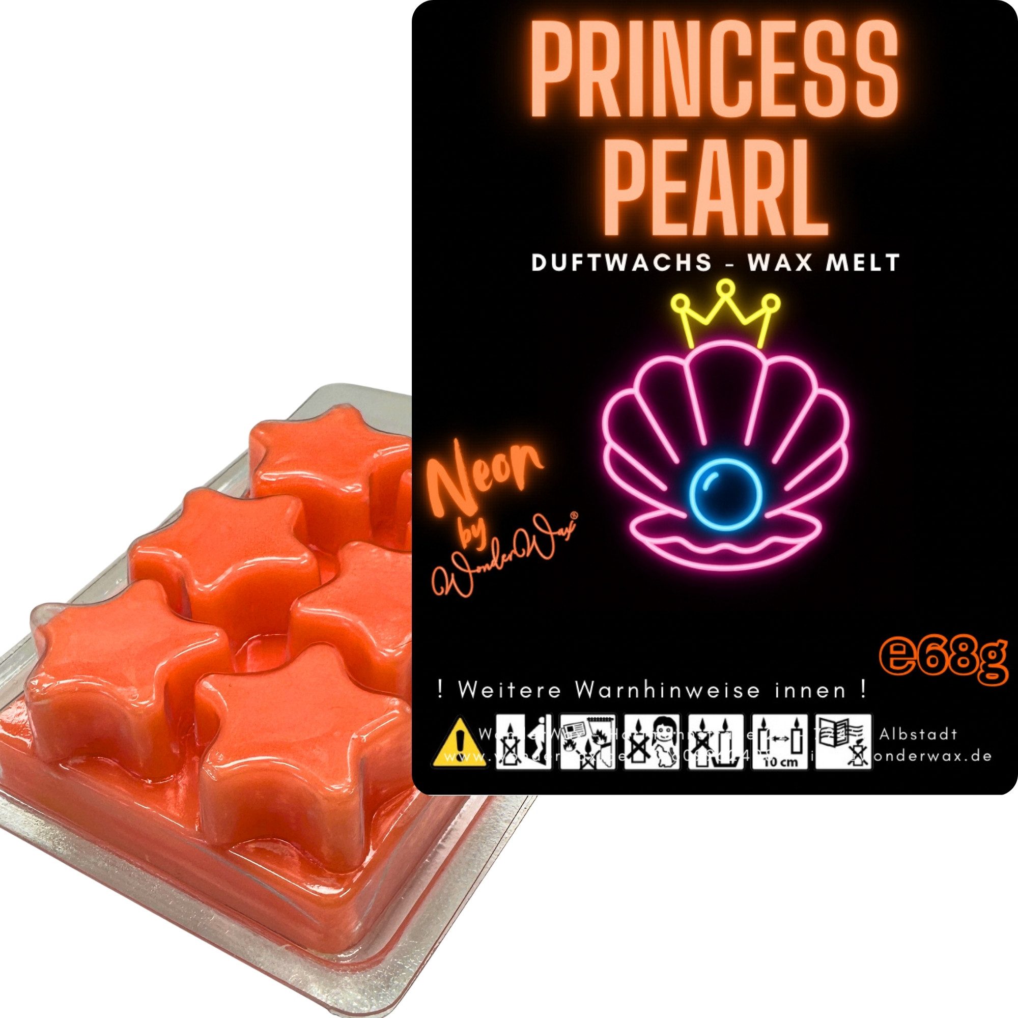 WonderWax Duftwachs WonderWax® Neon Duftwachs 6 Sterne (Princess Pearl), Duftrichtung: Princess Pearl