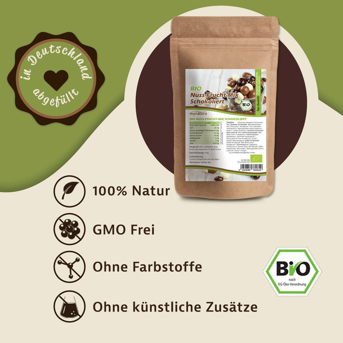 Mynatura Riegel Mynatura Bio Nuss-Fruchtmischung schokoliert