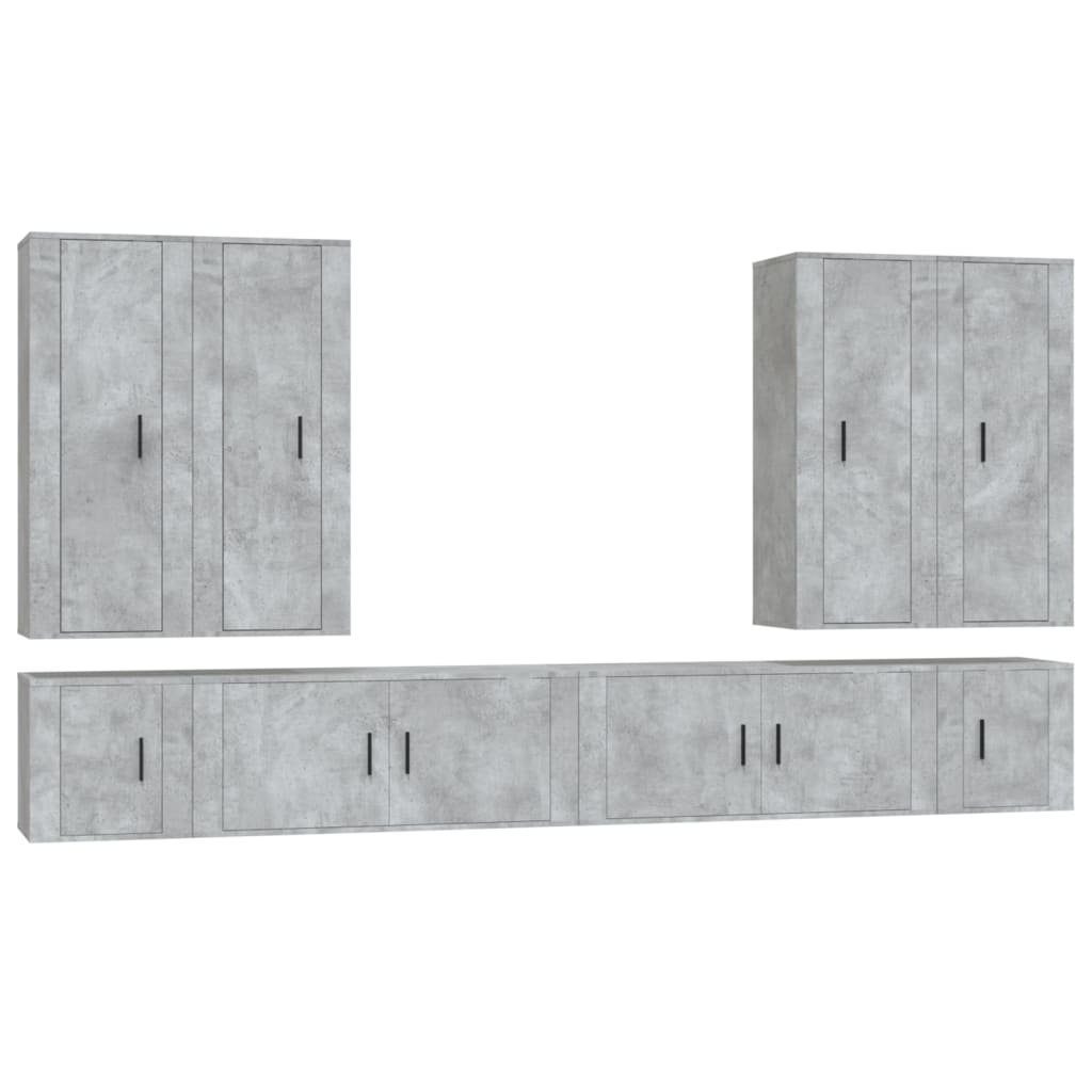 Betongrau 8-tlg. Holzwerkstoff (8-St) vidaXL TV-Schrank TV-Schrank-Set