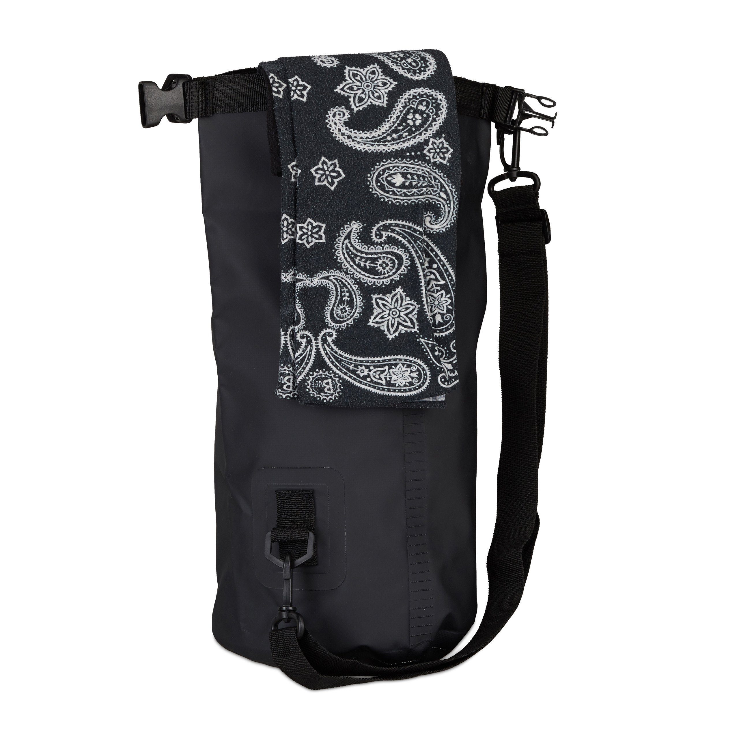 relaxdays Packsack Ocean Pack 5L wasserdicht, schwarz