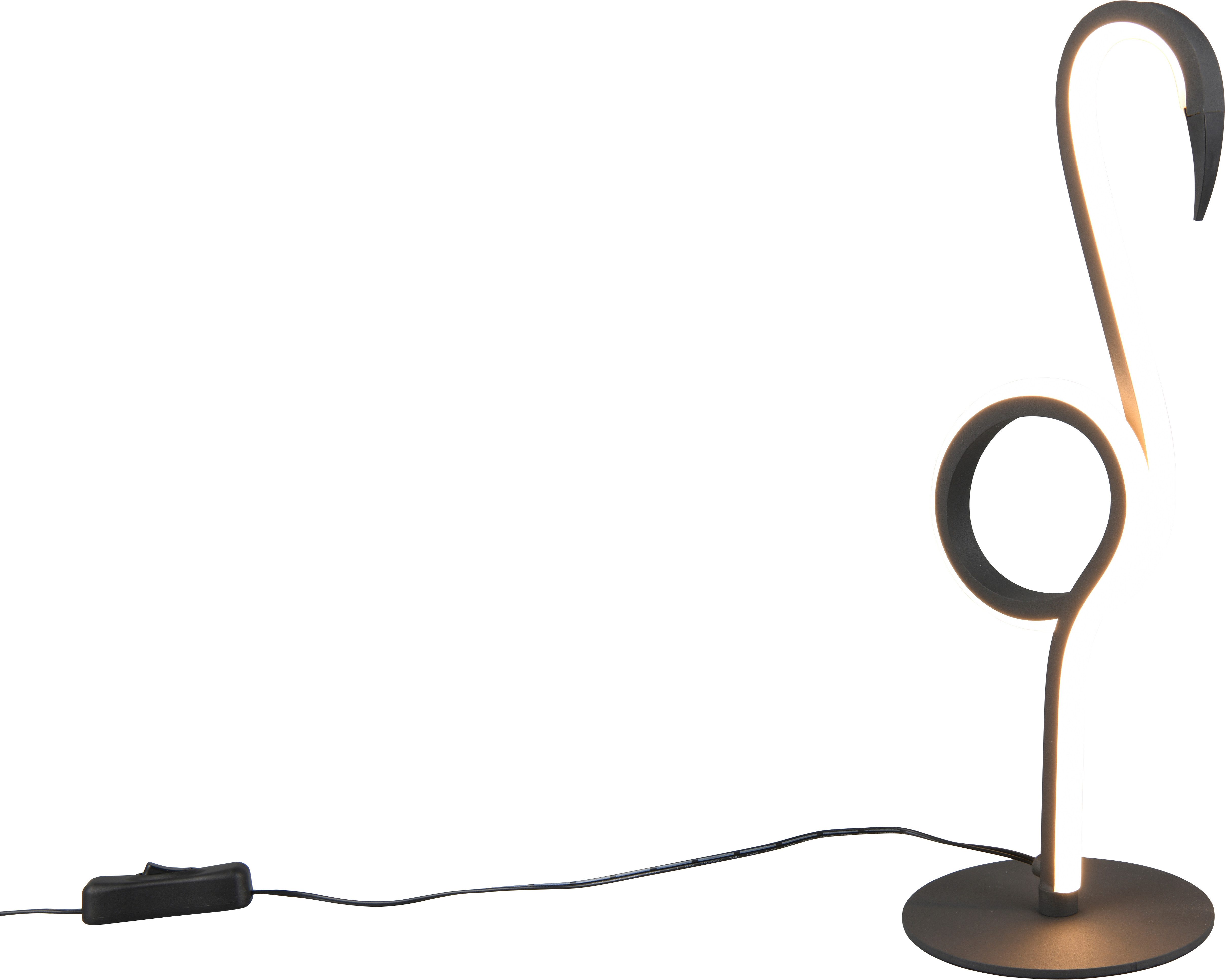 Reality Leuchten LED Tischleuchte INGO, LED Tischlampe in Flamingo Form, 6W 550 Lumen 300K warmweiß, Ein-/Ausschalter, LED fest integriert, Warmweiß, Flamingo Lampe mit Schnurschalter, Höhe 35 cm Ø 12 cm Tiefe 14,5 cm