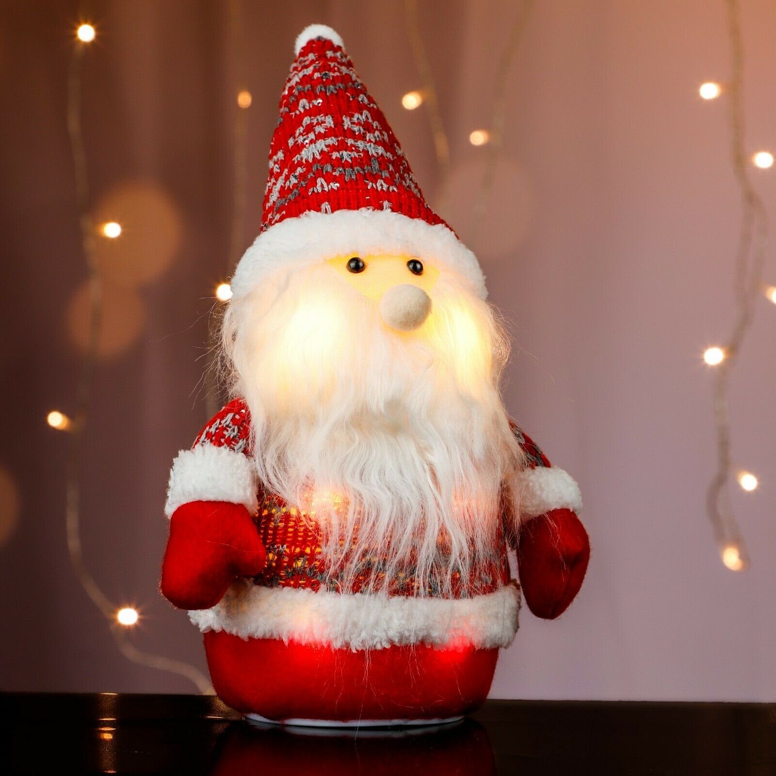 (1 Höhe 25 & Beleuchtung cm Schneemann Weihnachtsmann Schal Meinposten St) Mütze warmweiß LED Weihnachtsfigur