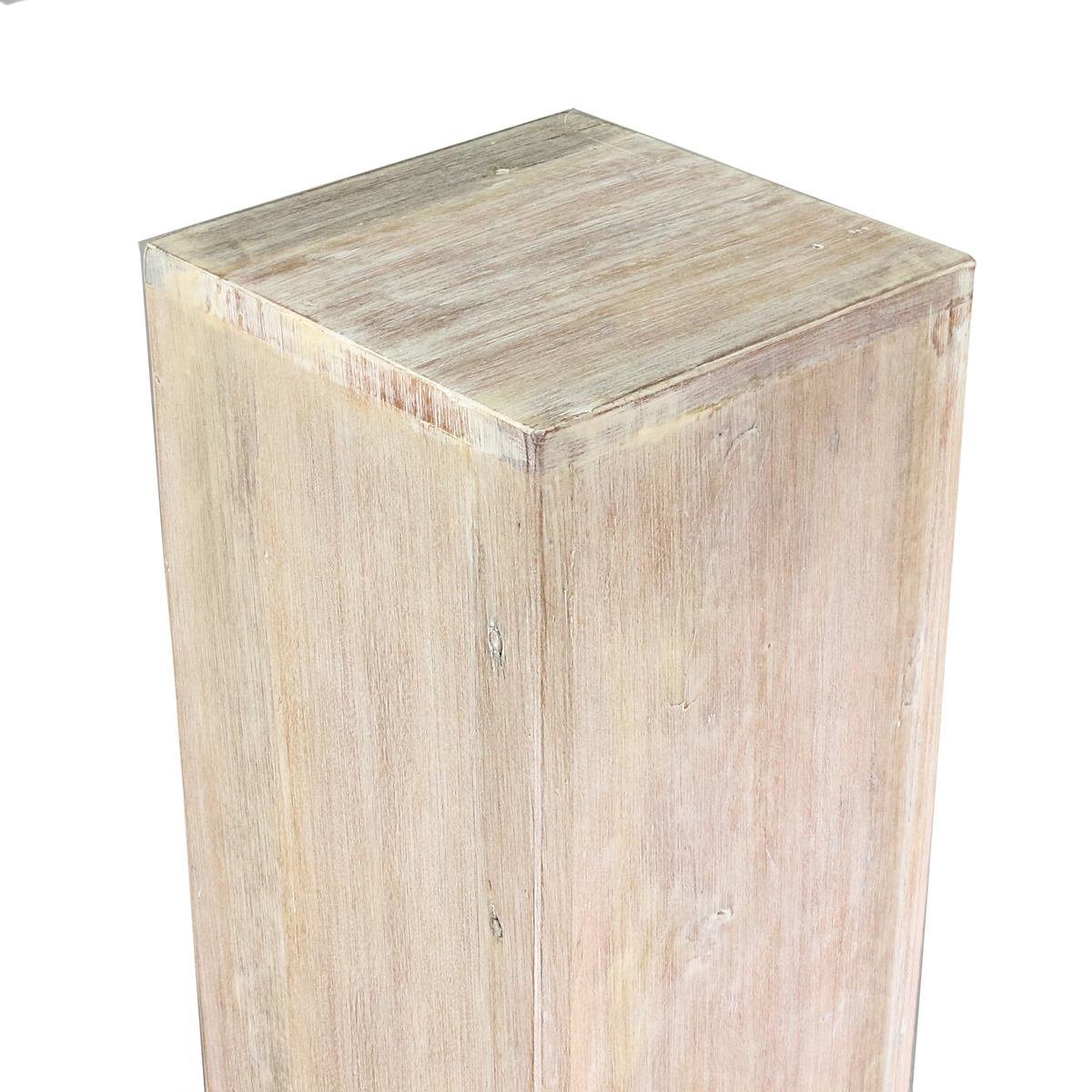 Oriental Galerie Blumenhocker Massive Holz Säule Viereckig Podest Whitewash klein 65cm (1 St)