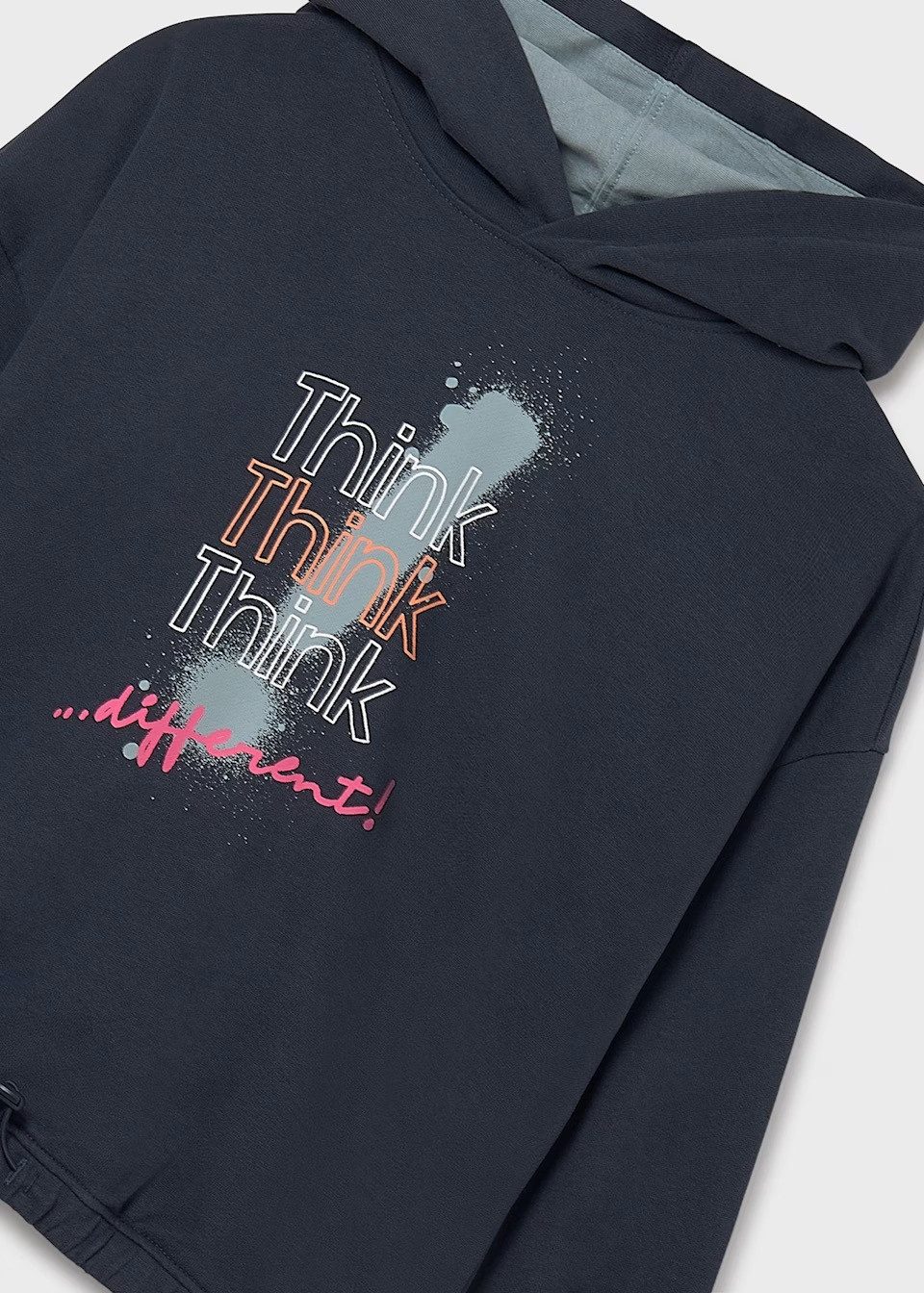 Mayoral Kapuzensweatshirt Langes Unisex Kapuzen-Sweatshirt Blau mit Printmotiv (742526)