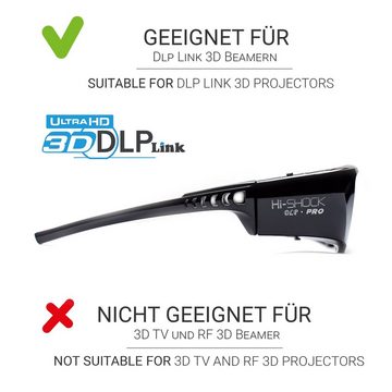 Hi-SHOCK 3D-Brille 7G Black Diamond DLP Pro, kompatibel mit DLP 3D Beamer von Acer, BenQ, Viewsonic, Optoma, LG