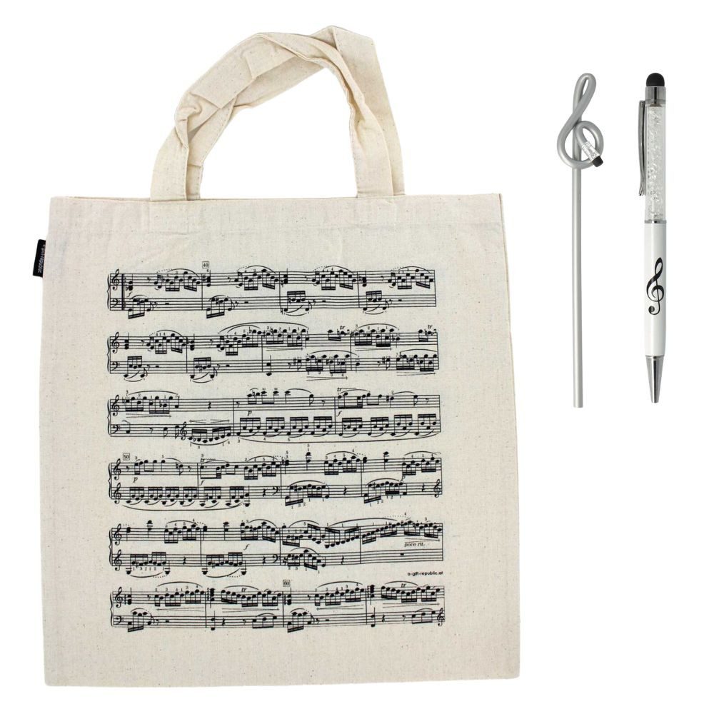 mugesh Bleistift Geschenkset für Frauen - Tasche und Schreibset Notenschlüssel, für Musiker