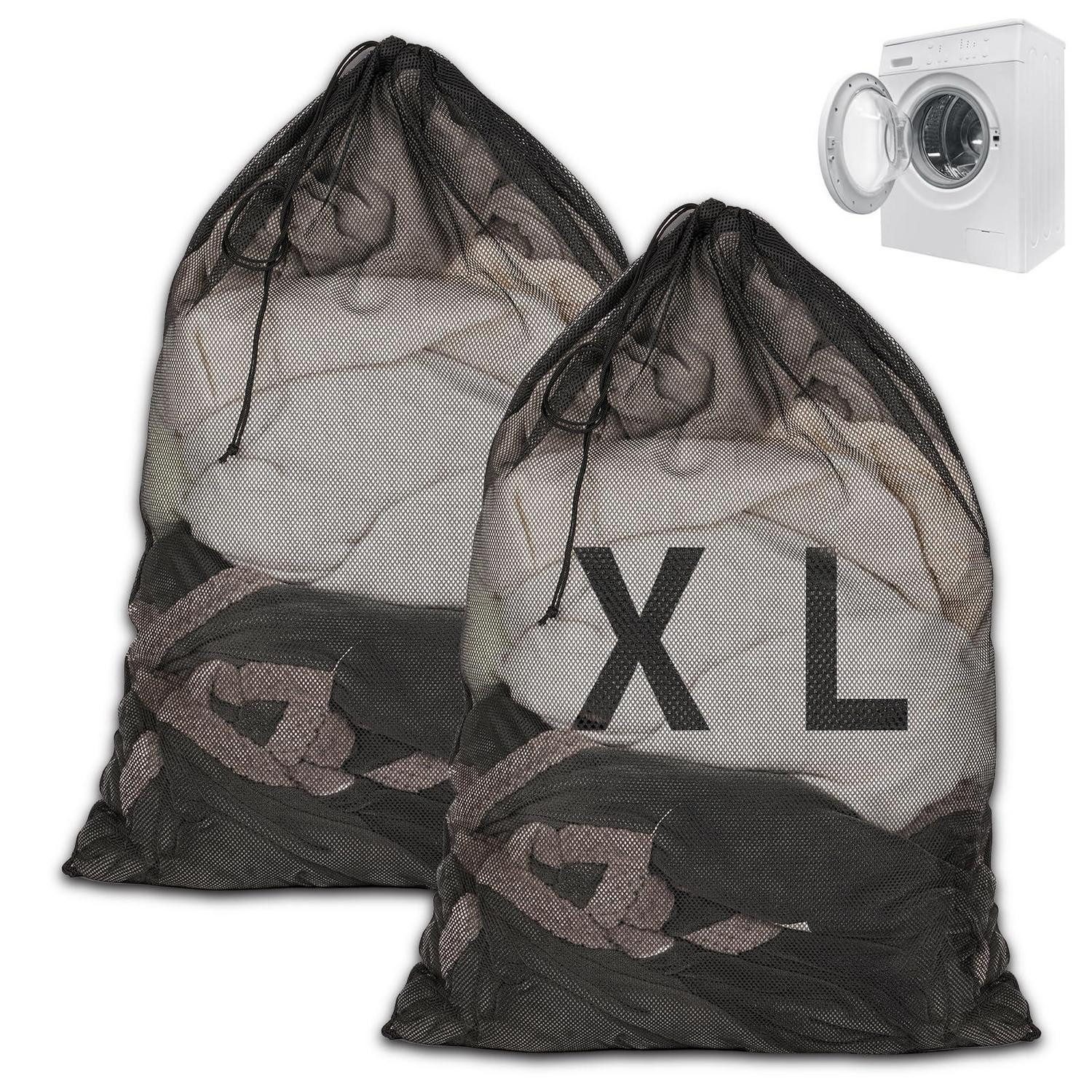 LuxusKollektion Wäschenetz Wäschenetz XXL 2 Stk 70x90cm Schwarz Kordelzug,(2-St)