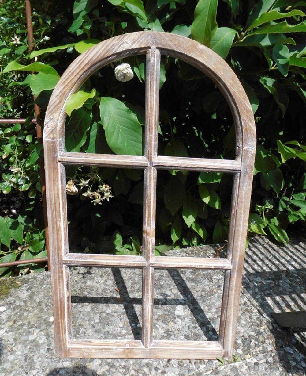 Deko-Impression Wanddekoobjekt Fenster Sprossenfenster Bilderrahmen halbrund Wanddeko Holz braun 70cm (1 St)