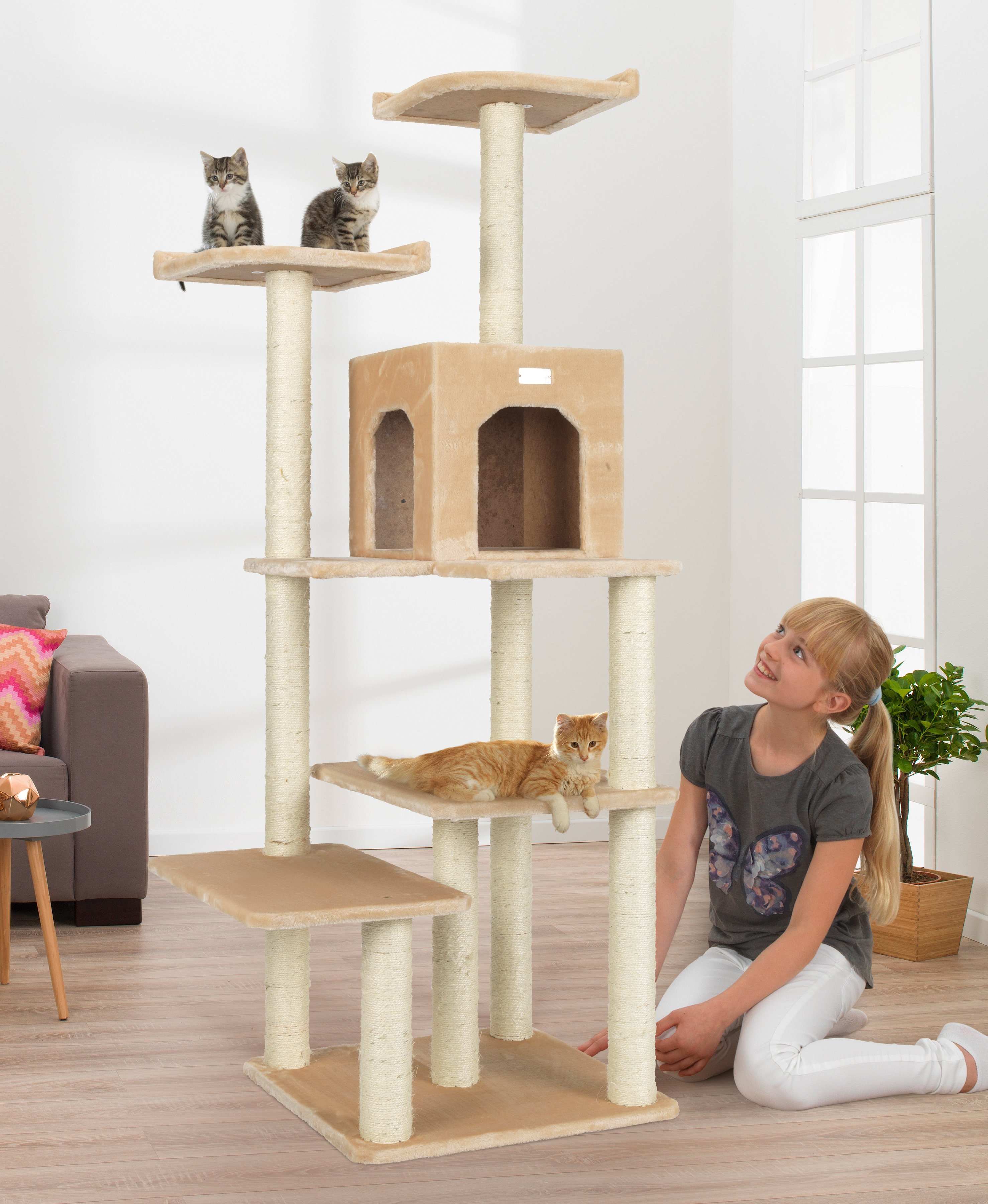 Kratzbaum »Emil«, B/T/H: 55/65/168 cm, beige Kratzbaum »Emil«, B/T/H: 55/65/168 cm, beige