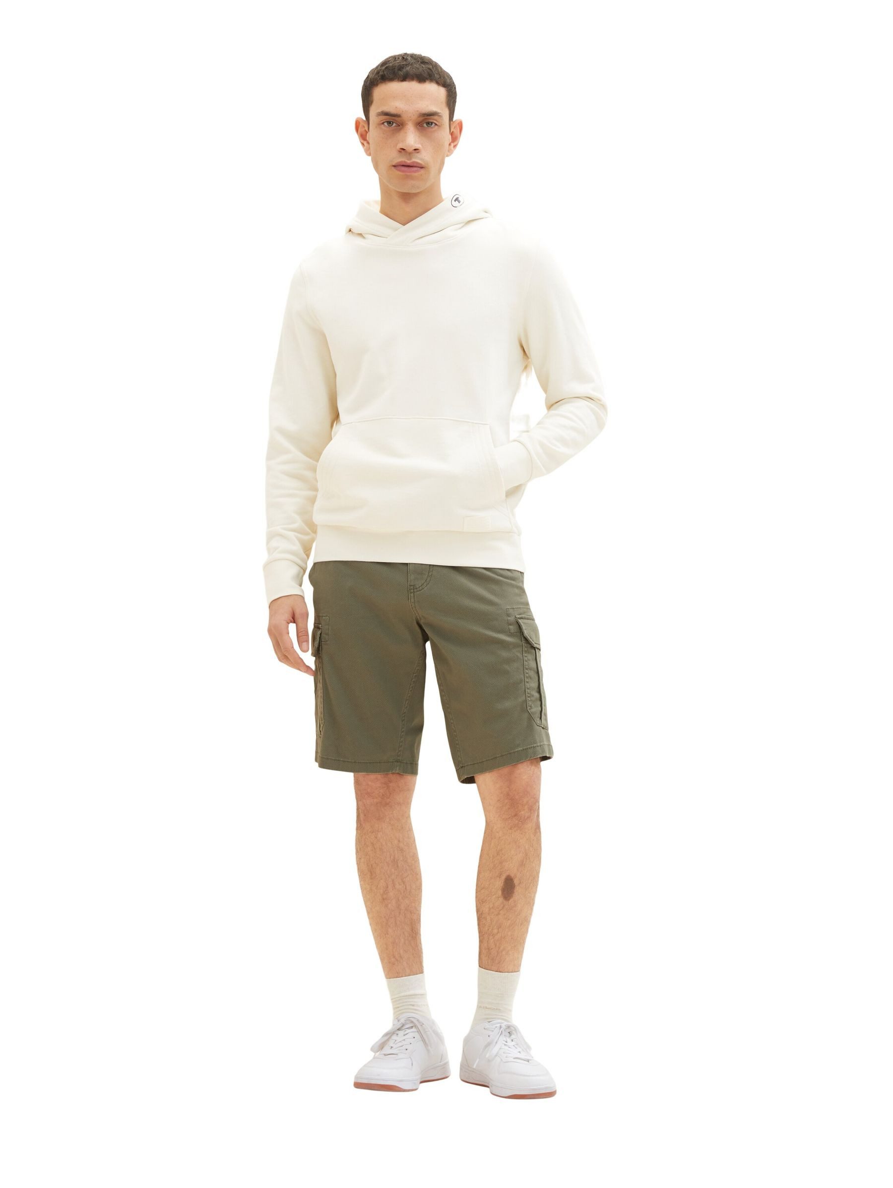 TOM TAILOR Chinoshorts Cargo Kurze Twill für Herren Baumwolle Regular Fit unifarben elastisch Reißverschluss