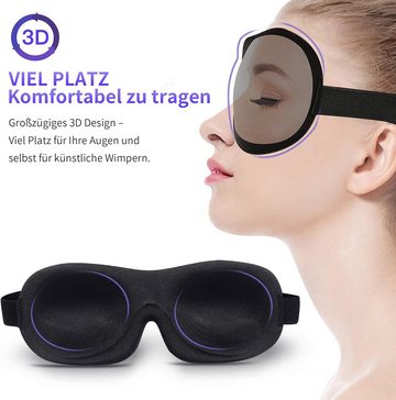 AquaBreeze Schlafmaske Schlafmaske für Männer & Frauen, 3D Schlafbrille Nachtmaske, 1-tlg., Memory Schaum Augenabdeckung, Schwarz