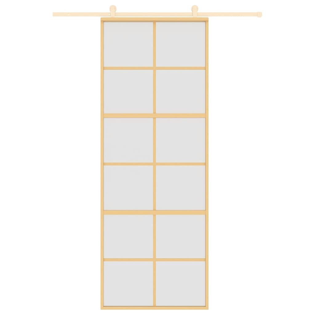 vidaXL Haustür Schiebetür Golden 76x205 cm Matt ESG-Glas und Aluminium (1-S günstig online kaufen