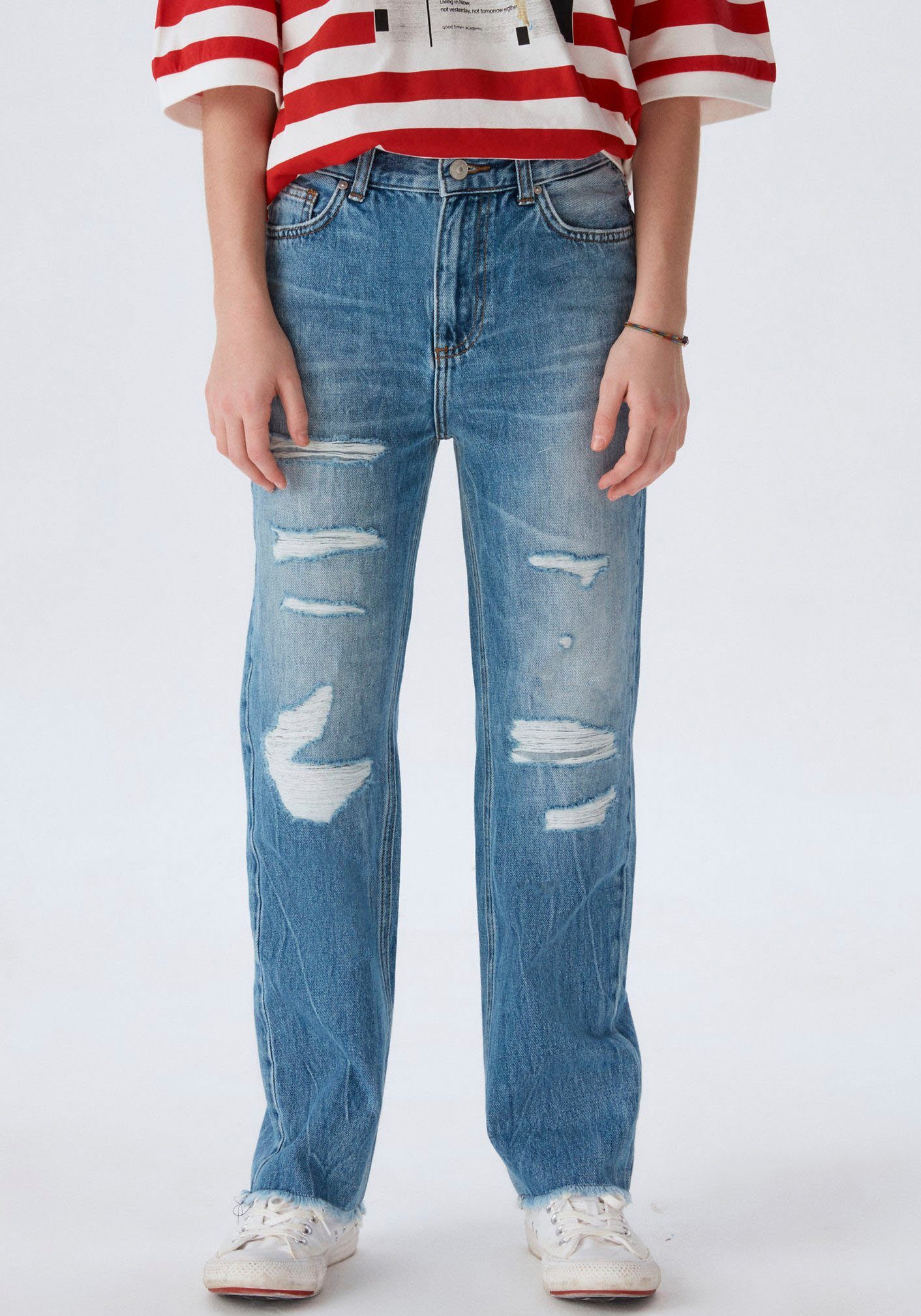LTB Destroyed-Jeans OLIVA für GIRLS, Lässiger Destroyed-Style \