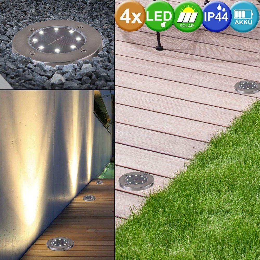 LED Gartenleuchte, 4x Solar Außen Spot Strahler Lampe