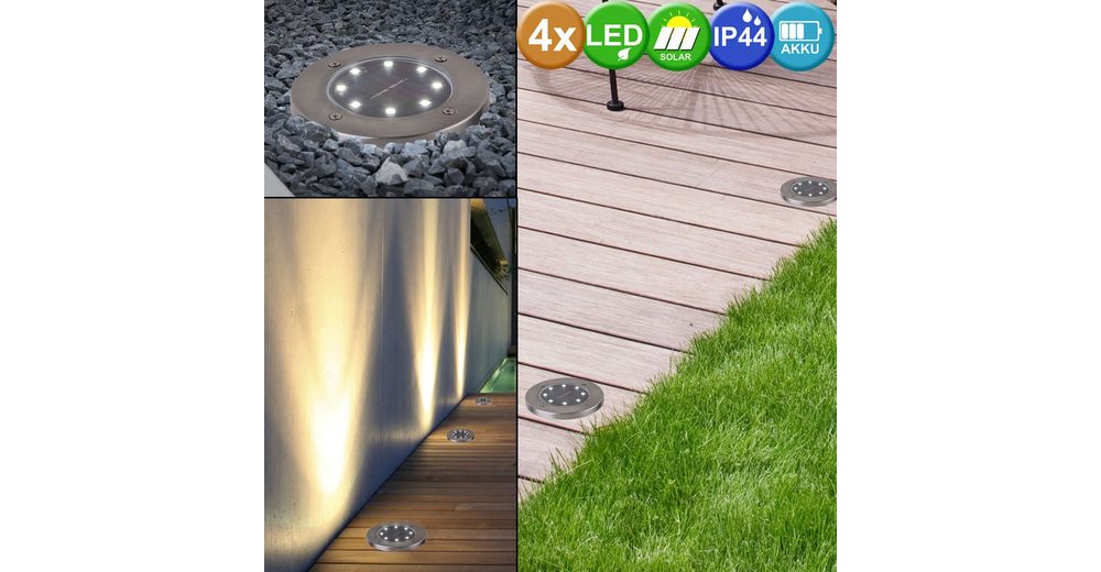 LED Gartenleuchte, 4x Solar Außen Spot Strahler Lampe