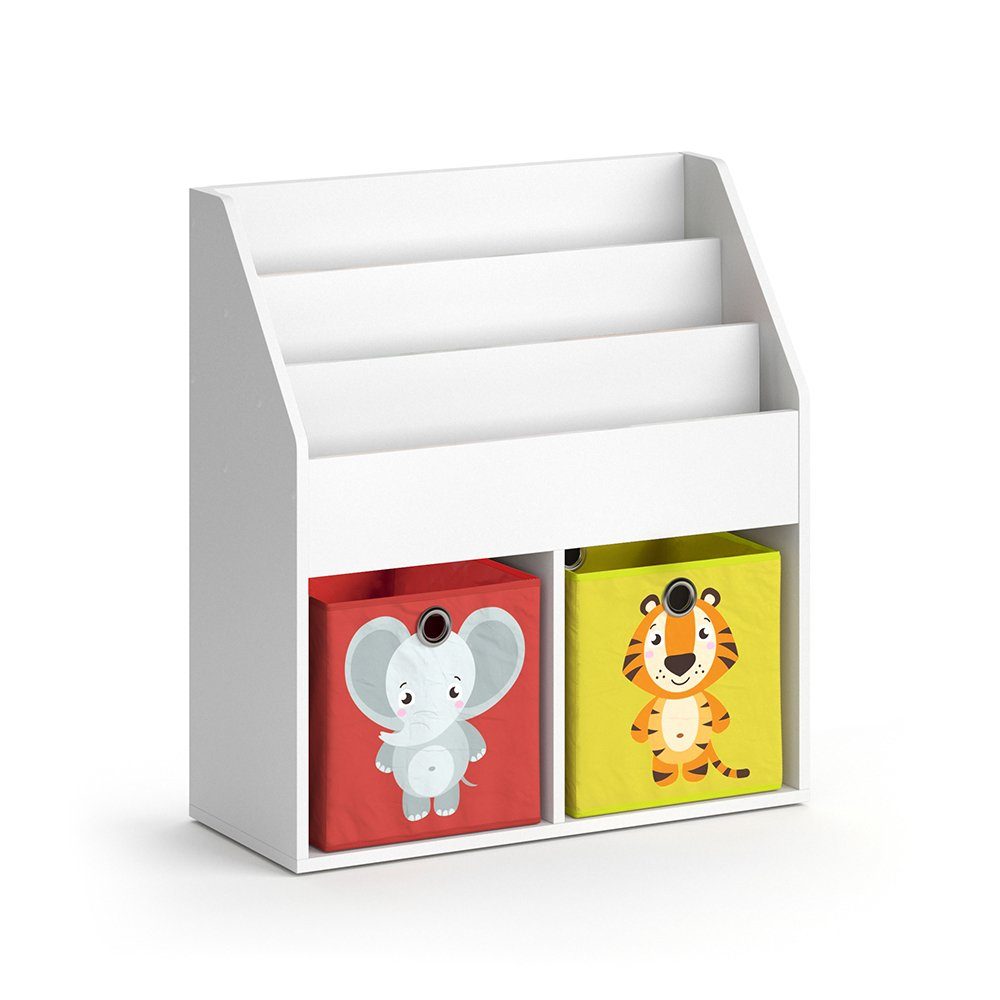 Bücherregal Weiß – (Rot, Kinderregal Spielzeugablage + Weiß Gelb) LUIGI Vicco (matt) Faltboxen