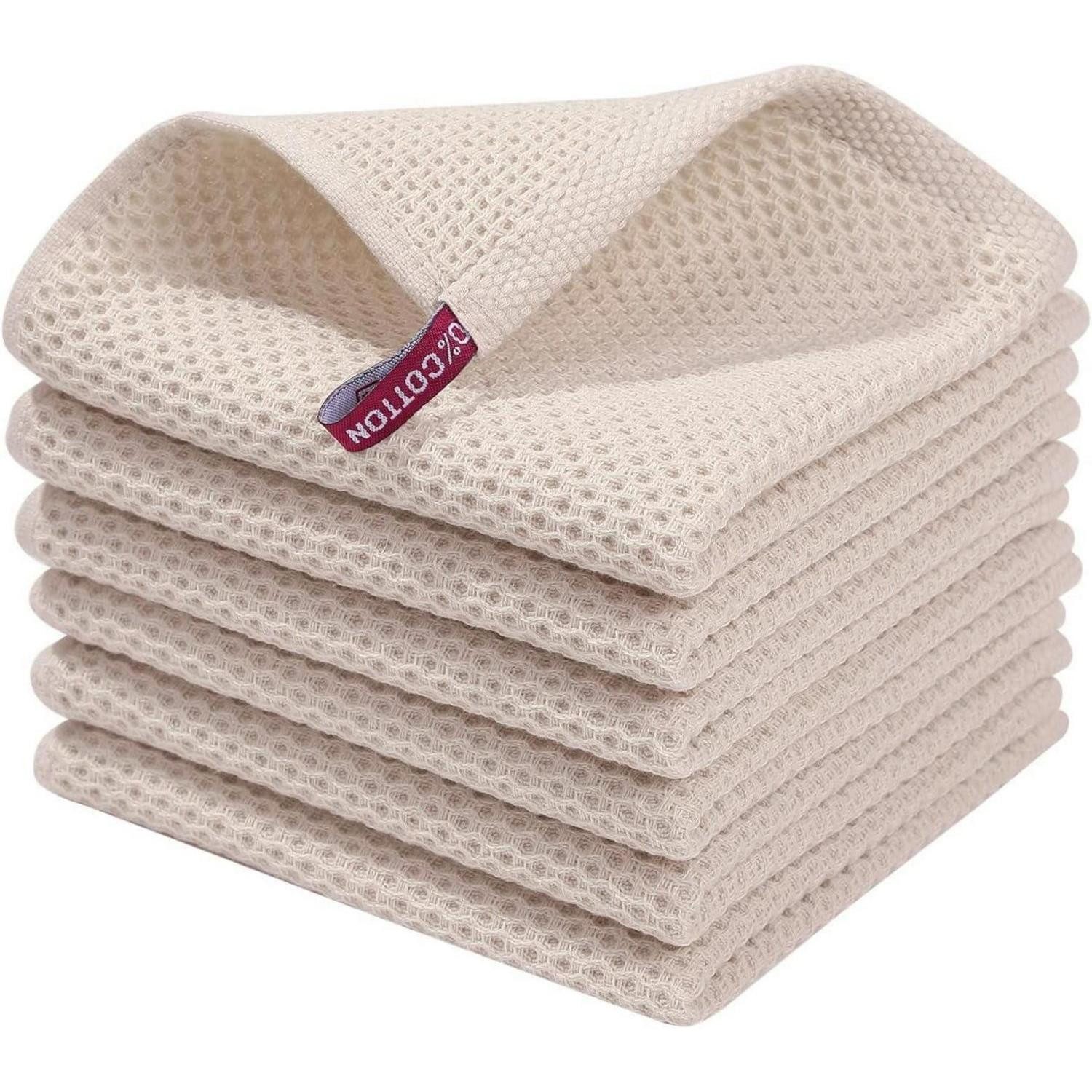 LuxusKollektion Geschirrtuch Geschirrtücher 6er Set 100% Baumwolle 30x30cm Weich Saugfähig Beige