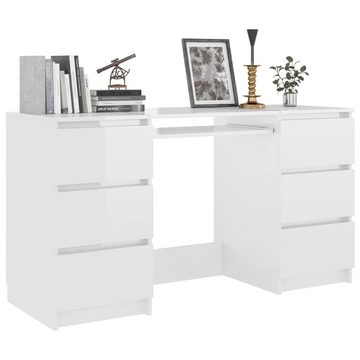 furnicato Schreibtisch Hochglanz-Weiß 140x50x77 cm Holzwerkstoff