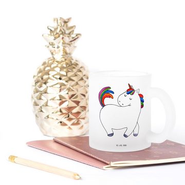 Mr. & Mrs. Panda Teeglas Einhorn Stolzieren - Transparent - Geschenk, Unicorn, Pegasus, Tasse, Premium Glas, Satinierte Oberfläche