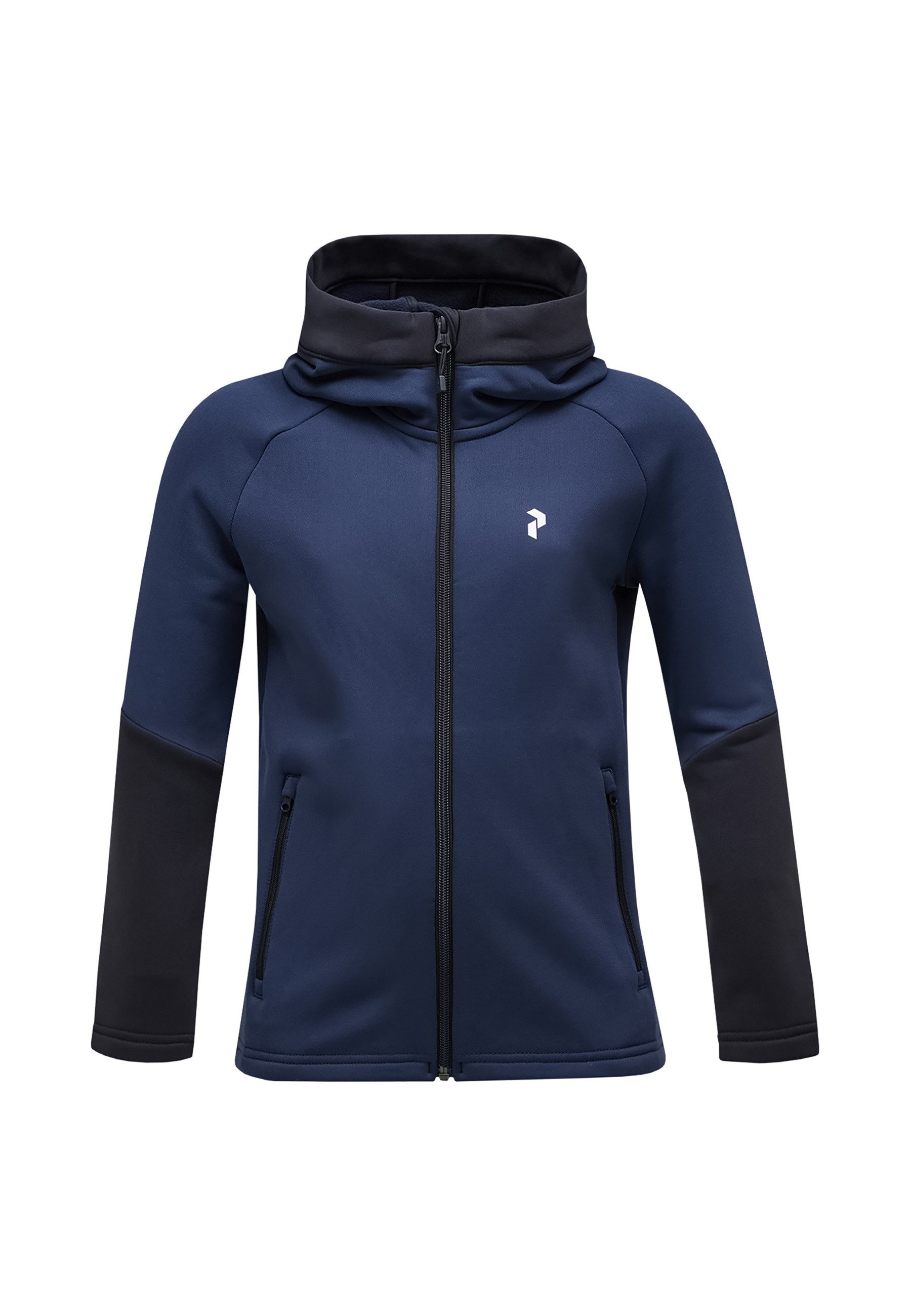 Peak Performance Fleecejacke Jr Rider Zip Hood mit Label-Applikationen