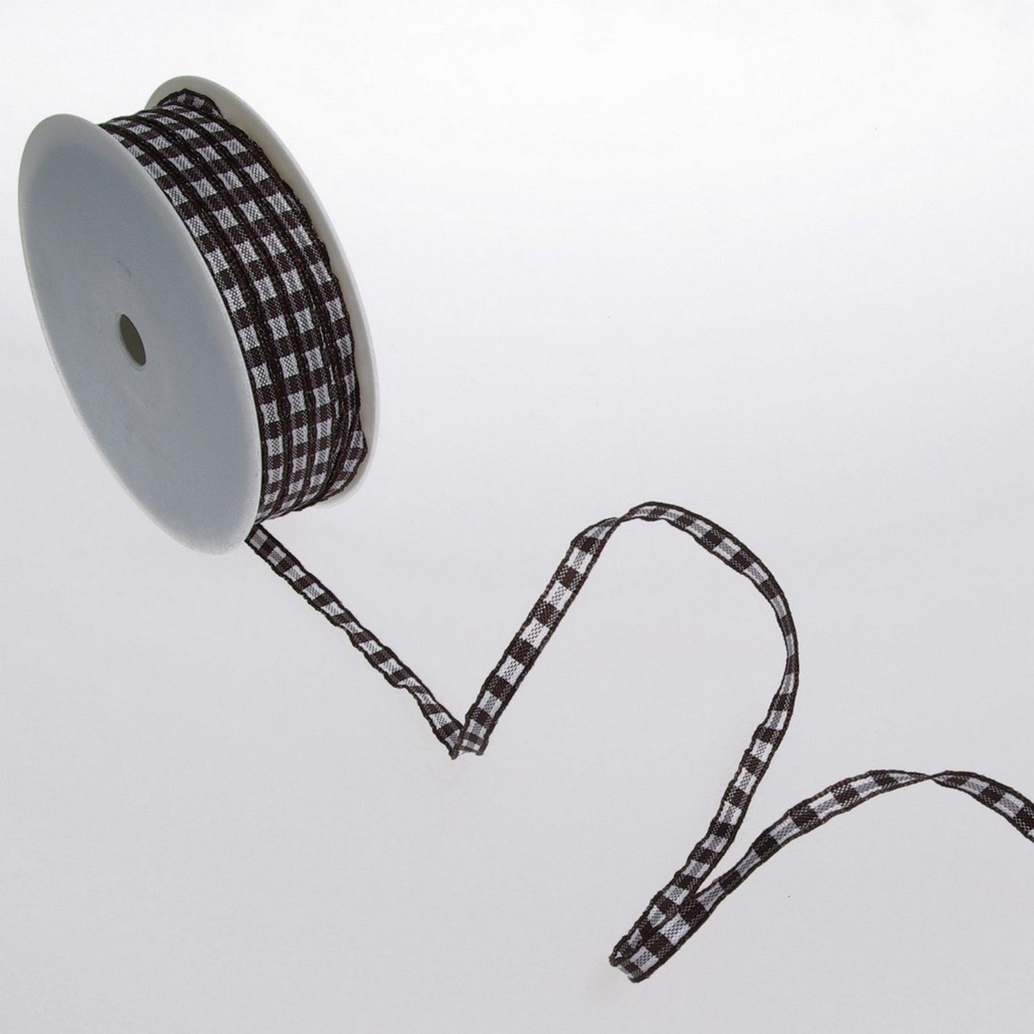 Deko AS Dekoband Karoband mit Drahtkante - dunkelbraun - 5 mm auf 100 m Rolle - 64098