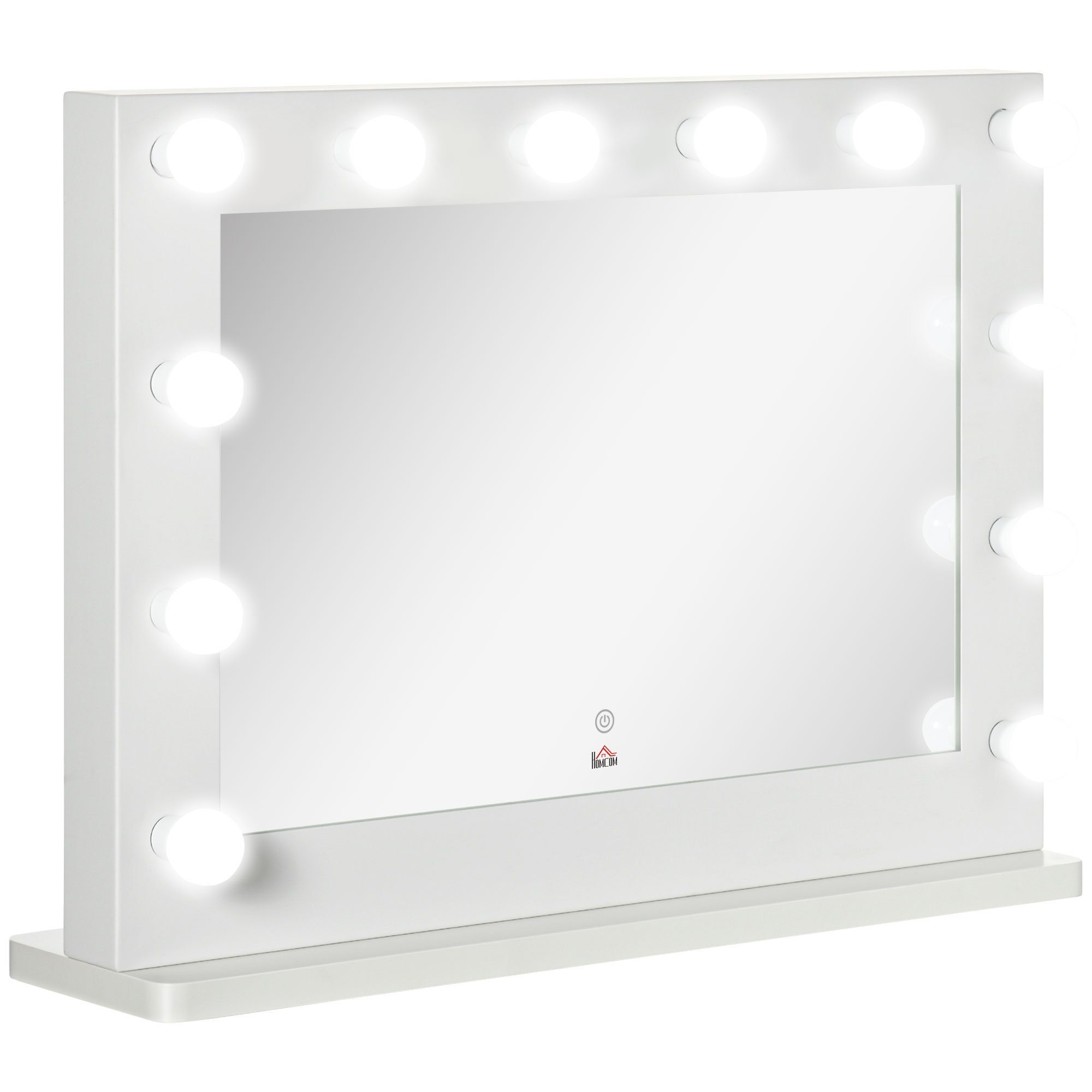 HOMCOM Spiegel Kosmetikspiegel mit 12 Dimmbare LED Lampen (Schminkspiegel,  1-St., Hollywood Spiegel), 80 x 60 cm