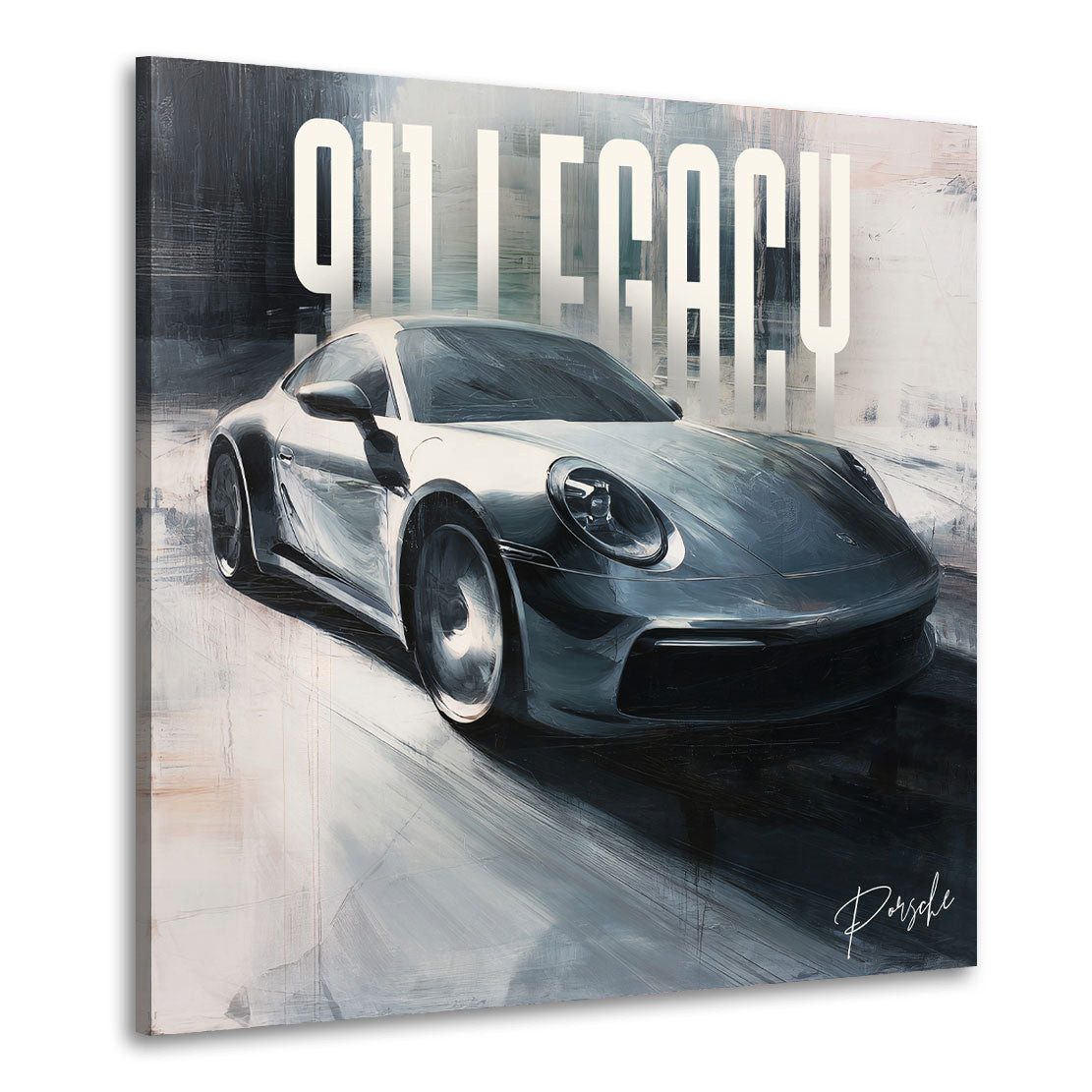 Artedinoi Leinwandbild Silberner Porsche Geschwindigkeit Leinwandbild Wandbild Kunstdruck XL
