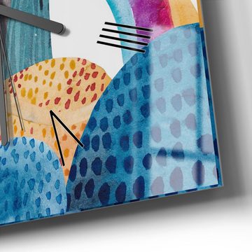 DEQORI Wanduhr 'Kunterbuntes Meer' (Glas Glasuhr modern Wand Uhr Design Küchenuhr)