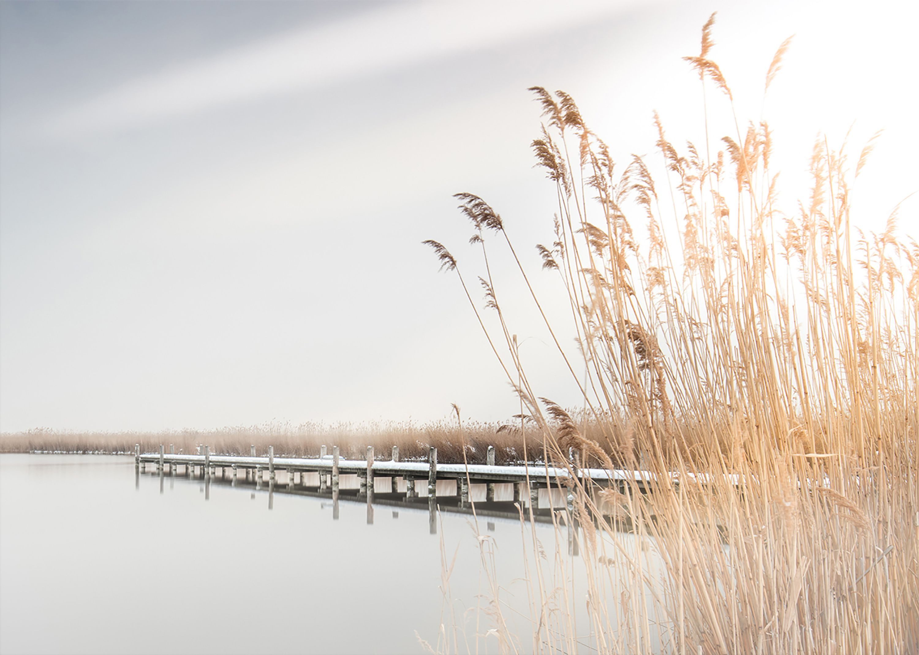 artissimo Deco-Panel Dekopanel ca.20x30cm Wandbild klein Bild Natur See Steg Wanddeko beige, Love Nature: Landschaft mit Steg