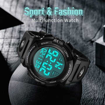 aswan watch Für Herren mit Wecker,Stoppuhr,Licht Watch, Datum-Sport Armbanduhr mit Silikonarmband