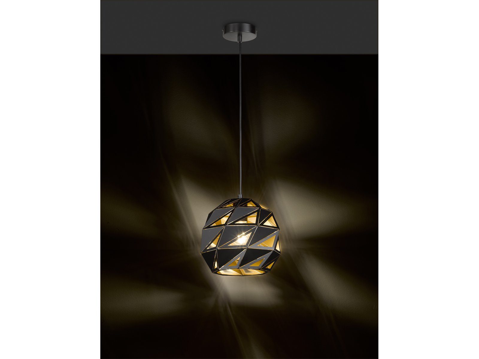 WOFI LED Pendelleuchte, Leuchtmittel stufenweise über Wandschalter dimmbar,  LED wechselbar, warmweiß, Kugel Esstischlampe einflammig schwarz gold über  Kücheninsel, Wohnzimmerlampe hängend
