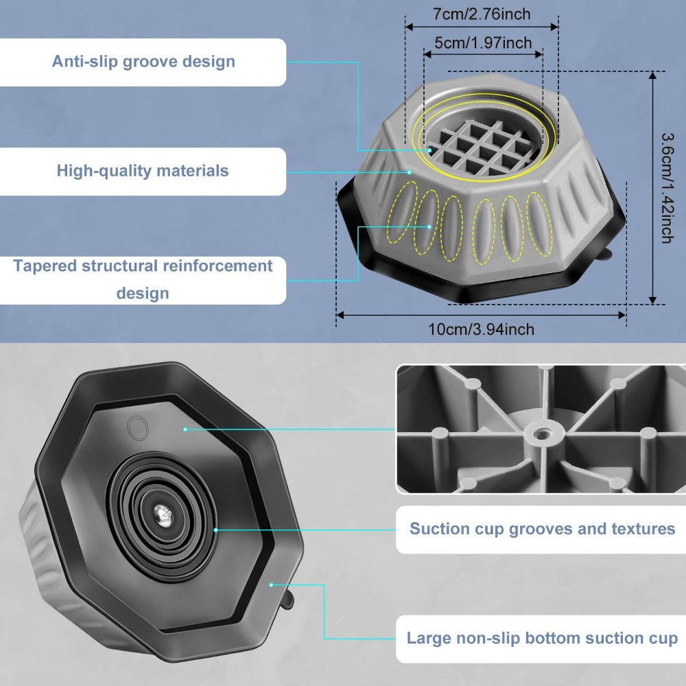 Blusmart Vibrationsdämpfer Waschmaschine Anti-Vibrations-Pads, (Universelle Gummifüße, 4-St., Rutschfest und geräuschlos), Basis festes rutsch festes Pad für Mö – Bild 2 von 5