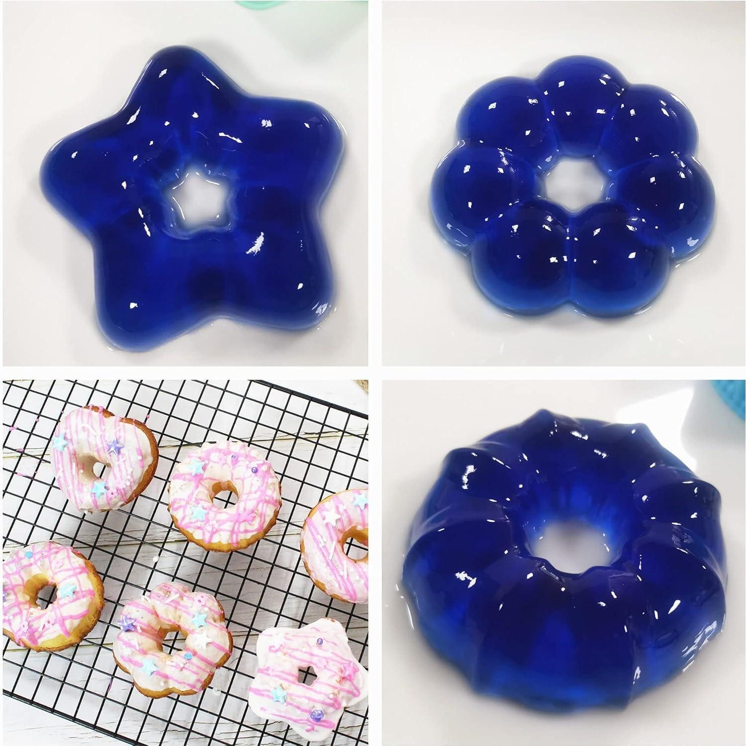 LuxusKollektion Donutform Donut-Backform 24er Set Silikon 7,6cm blau/grün/pink/lila