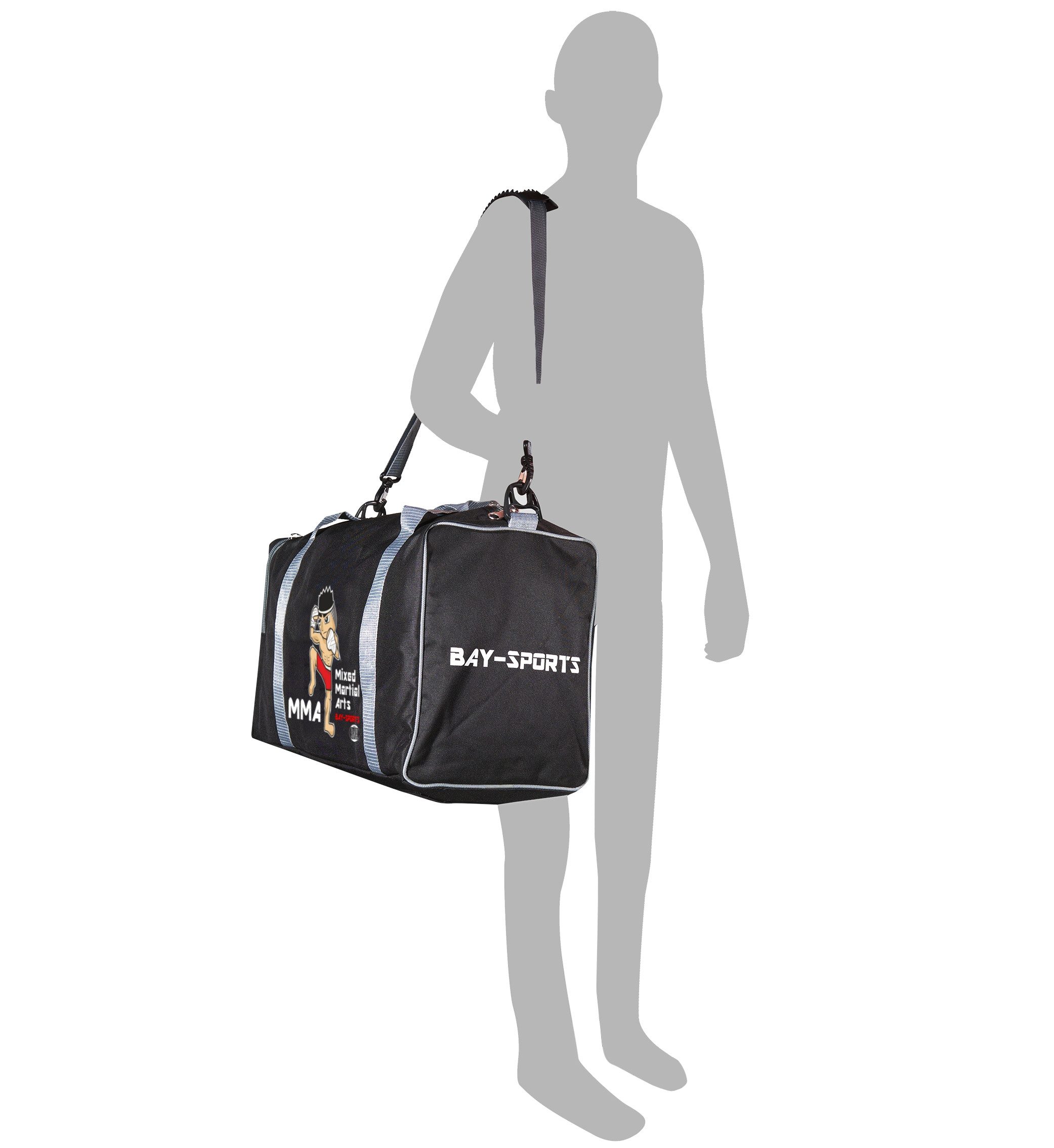 BAY-Sports Sporttasche MMA Trainingstasche für Kinder Mixed Martial Arts Kindertasche grau (Stück), Für kleine Nachwuchsfighter, 50 cm, aufgeweckten Design Mädchen/Jungs