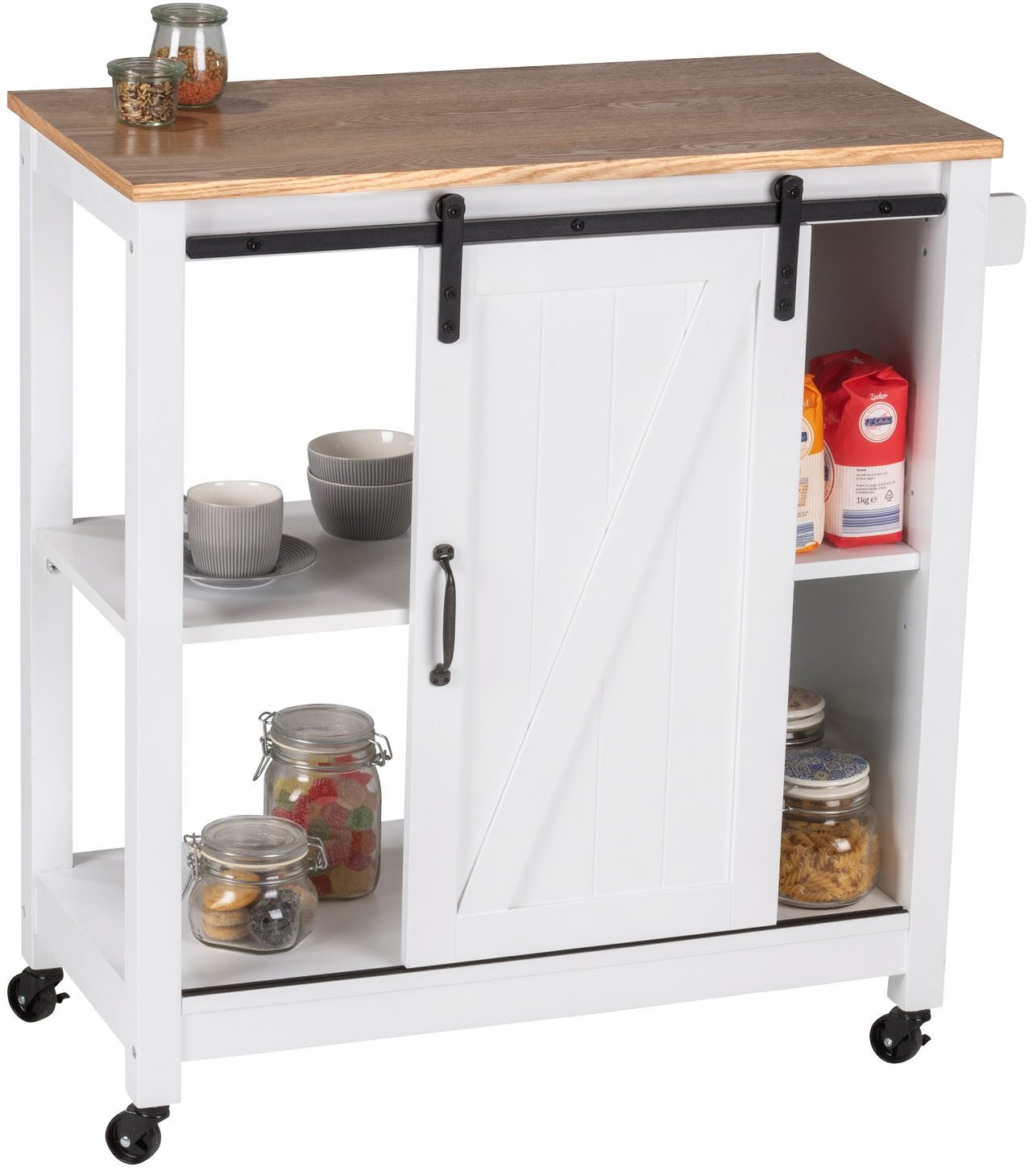 WENKO Küchenwagen Modell Landhaus, Servierwagen, Beistellwagen mit 3 Etagen günstig online kaufen