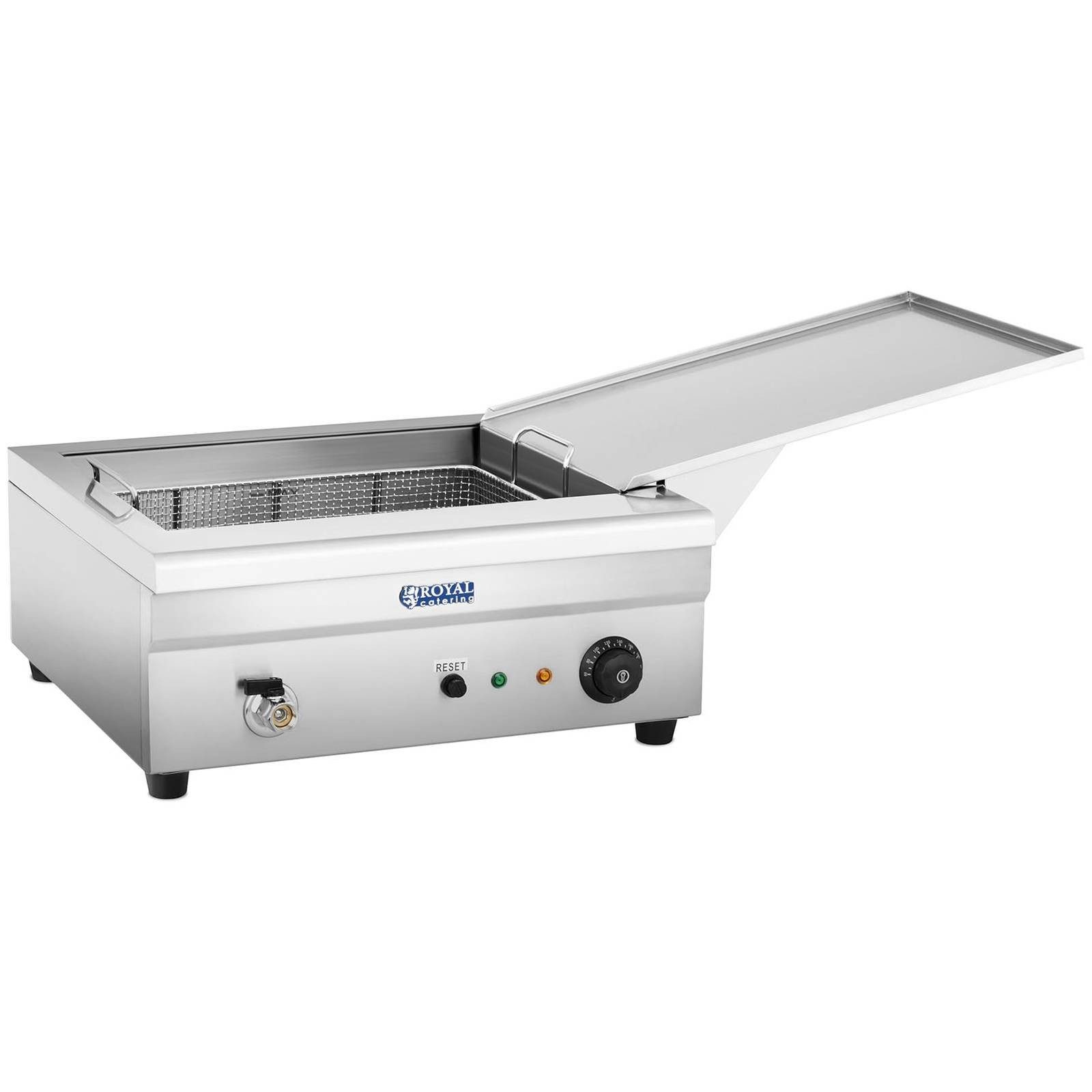 Royal Catering Fritteuse RCBG-18STHB, 3200 W, 18 l Fettbackgerät 3200 W 60 - 200 °C Frittiergerät Ablasshahn 230 V
