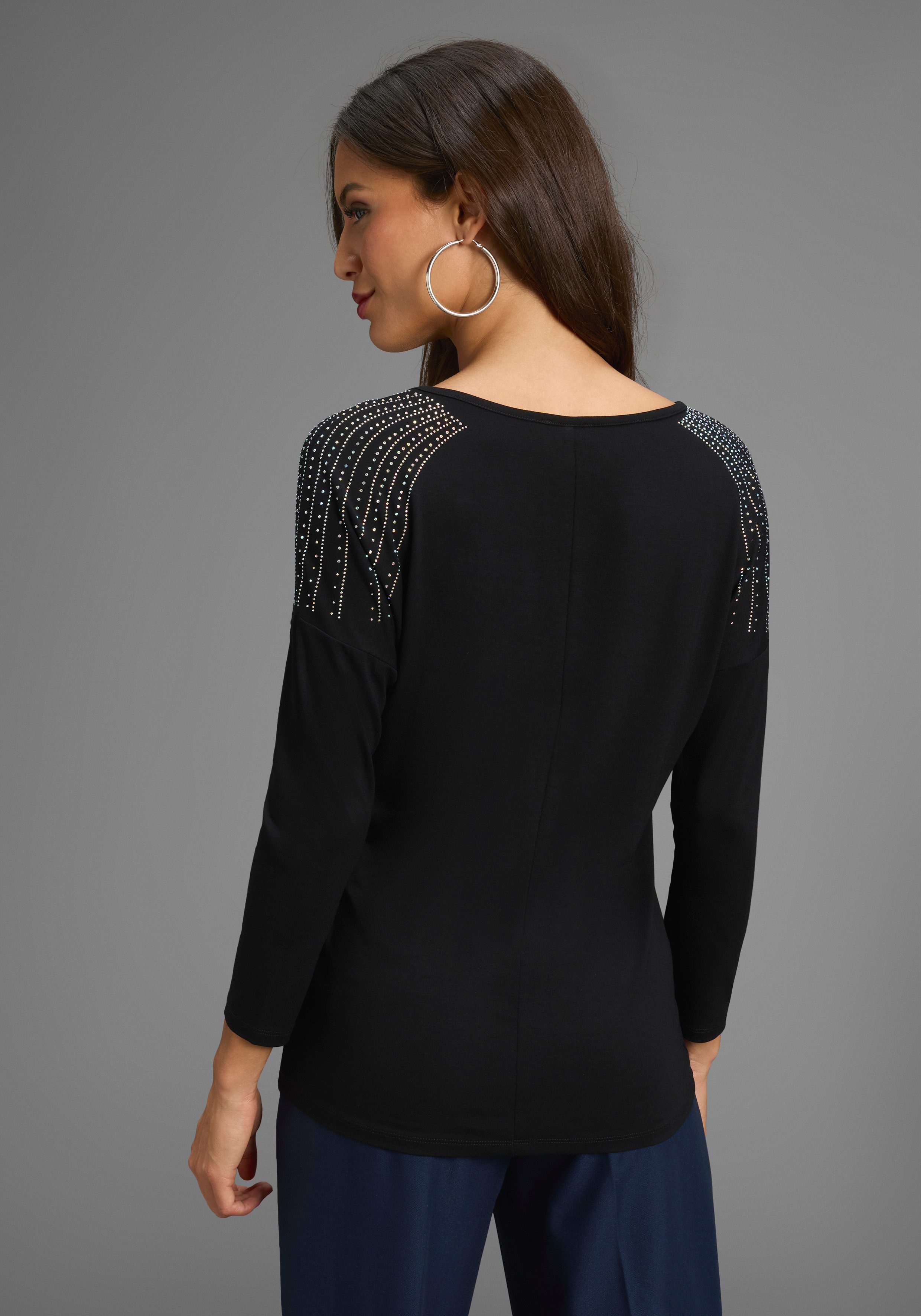 Laura Scott 3/4-Arm-Shirt mit Glitzersteinchen-Detail - günstig online kaufen