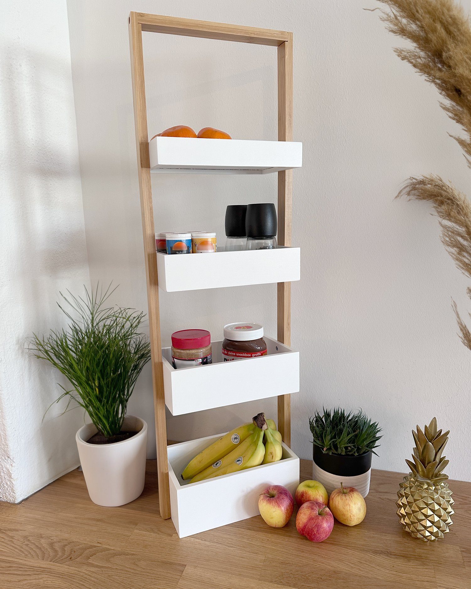 shelfmade Küchenregal Schmales Badregal Standregal Küchenregal mit 4 weißen günstig online kaufen