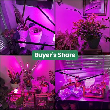 BlingBin Pflanzenlampe 3/4Köpfe Pflanzenlampe LED Pflanzenlicht Vollspektrum Pflanzenleuchte, Timerfunktion, LED fest integriert, Rote, Blau, Rot+Blau, Wachsen licht Vollspektrum mit 10 Stufen, 3 Modi, für Gartenarbeit