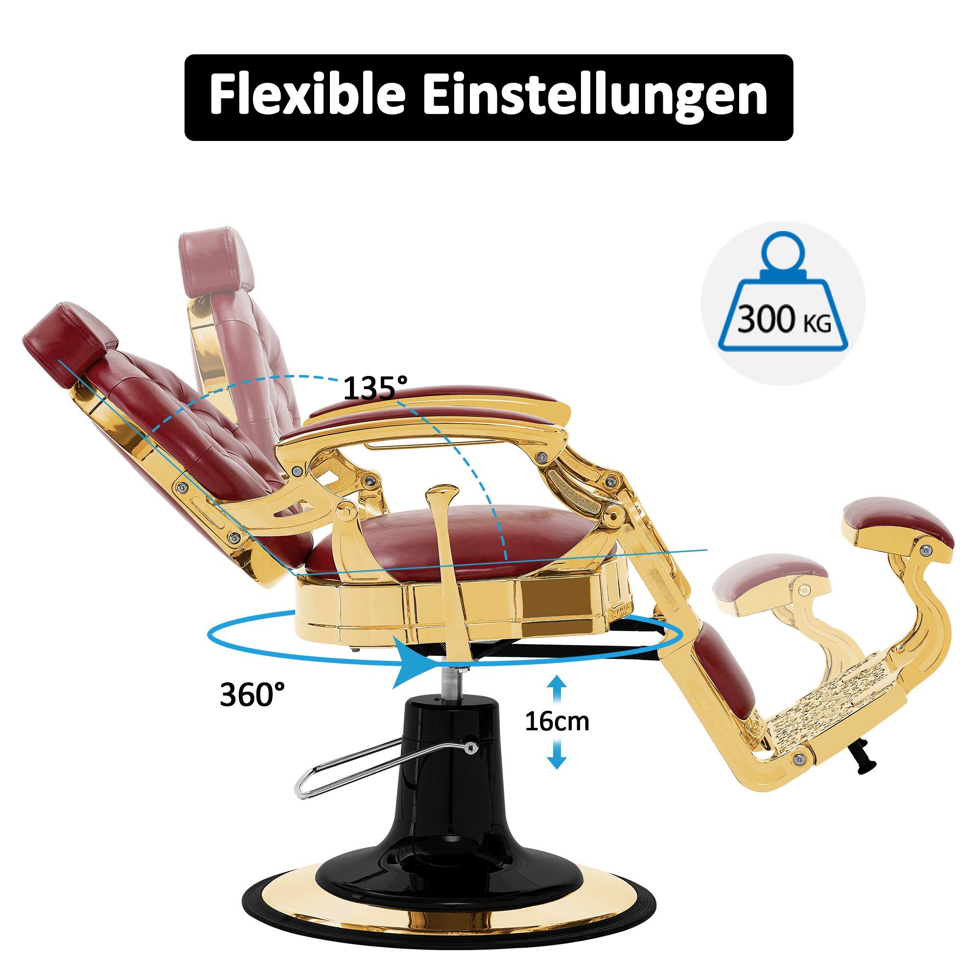 Barberpub Stuhl Barberpub hydraulische Friseurstuhl 2933, 113 × 68 × 109 cm