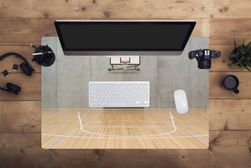 MuchoWow Gaming Mauspad Ein leerer Basketballplatz in einer Halle (1-St), Büro für Tastatur und Maus, Mousepad Gaming, 90x60 cm, XXL, Großes