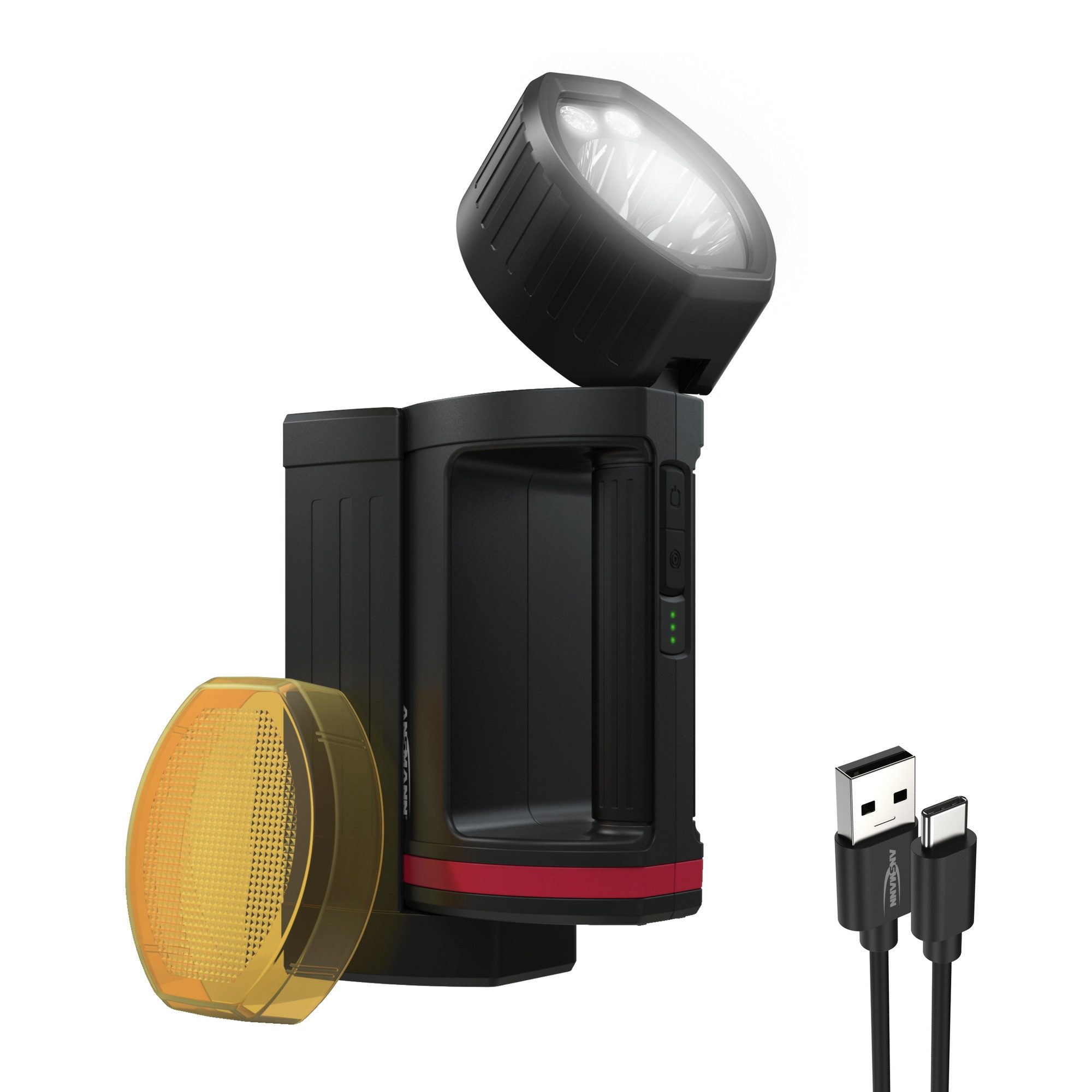 ANSMANN AG LED Scheinwerfer LED Handscheinwerfer Akku 10400mAh ladbar via Micro USB & Ladeschale, 10W CREE LED