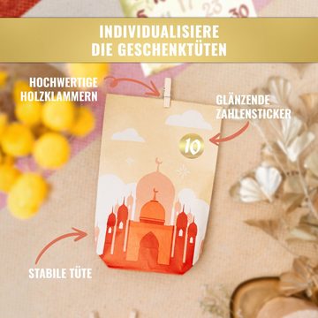 Amari Kalender zum Selbstbasteln AMARI ® Ramadan Tüten (30 Tüten inklusive Sticker & Klammern)
