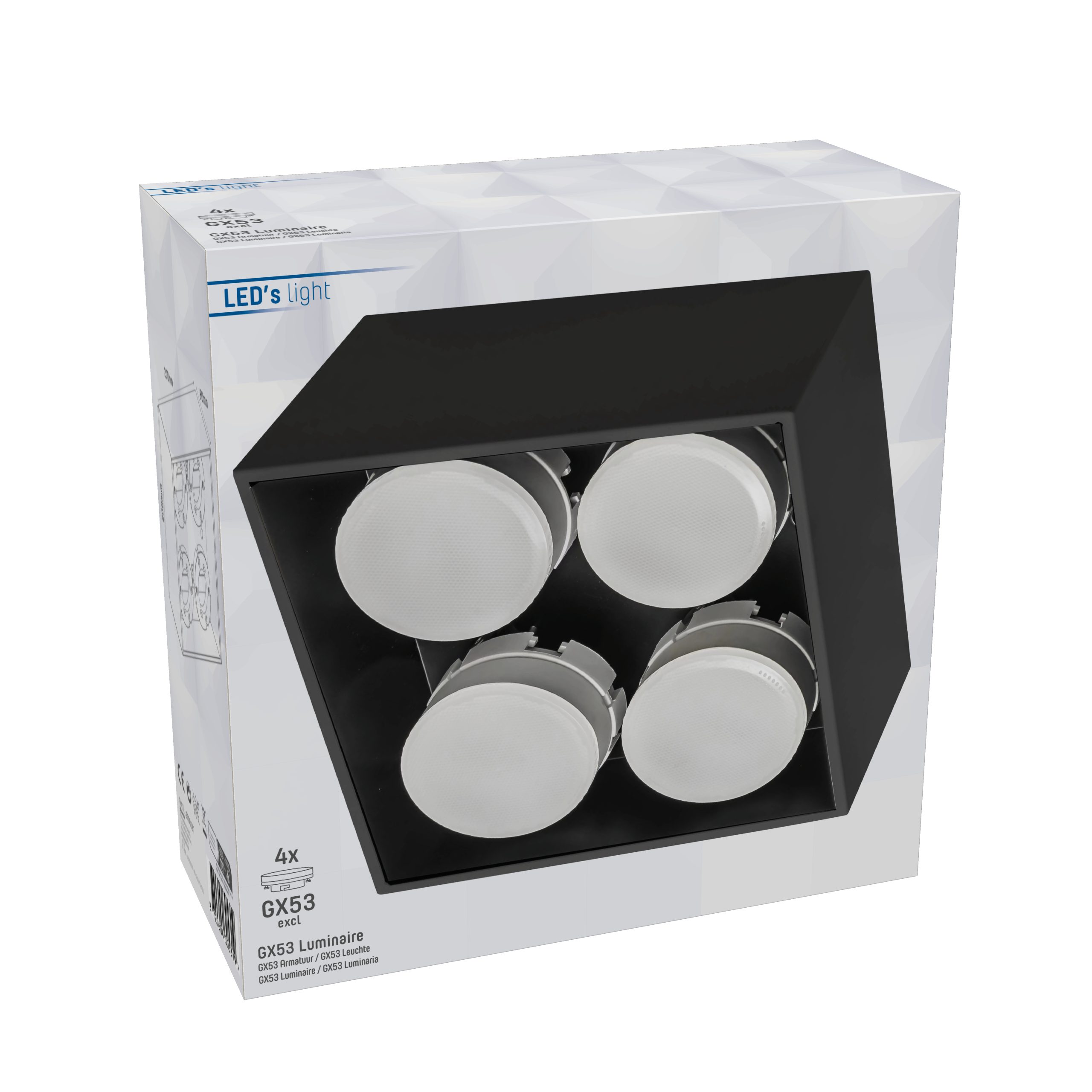 LED's light LED 12W Deckenleuchte 4x schwarz bis 2900197 Deckenleuchte, LED, GX53