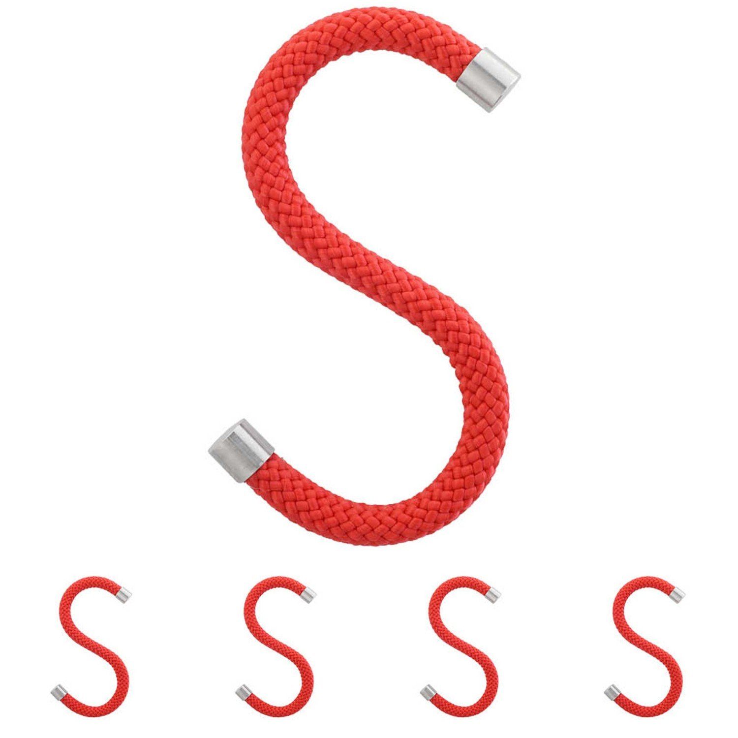 Peppermint Products S-Haken Textil-S-Kleider- und Garderobenhaken aus Seil rot
