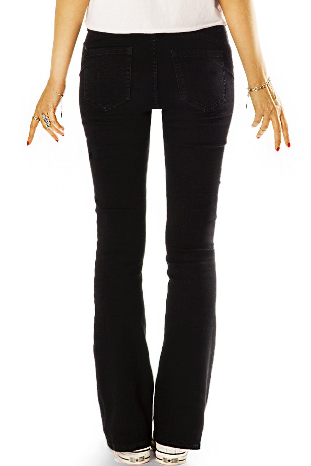 stretchig Hose Jeans Stretch-Anteil, medium waist, Medium im Bootcut-Jeans styled Schlag Basic Cut 5-Pocket-Style, j2L-1 bequem, Damen - Waist Boot mit be