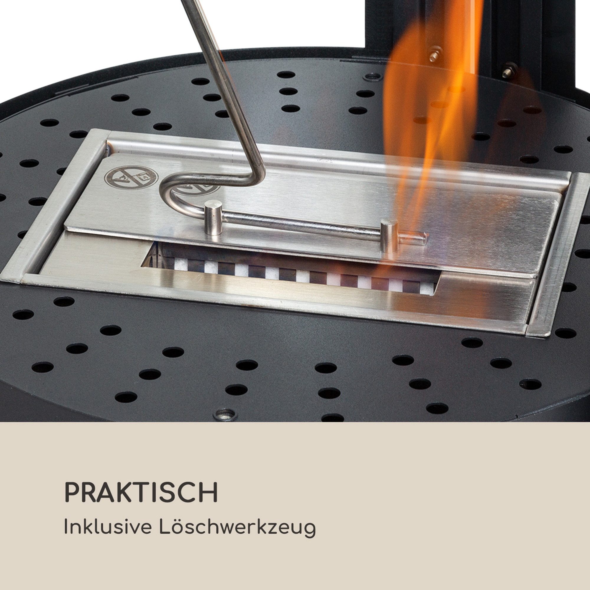 Blumfedt Echtfeuer-Dekokamin Circulo (Set), Edelstahl Brenner Ethanolkamin inkl. Löschgerät, Regencover