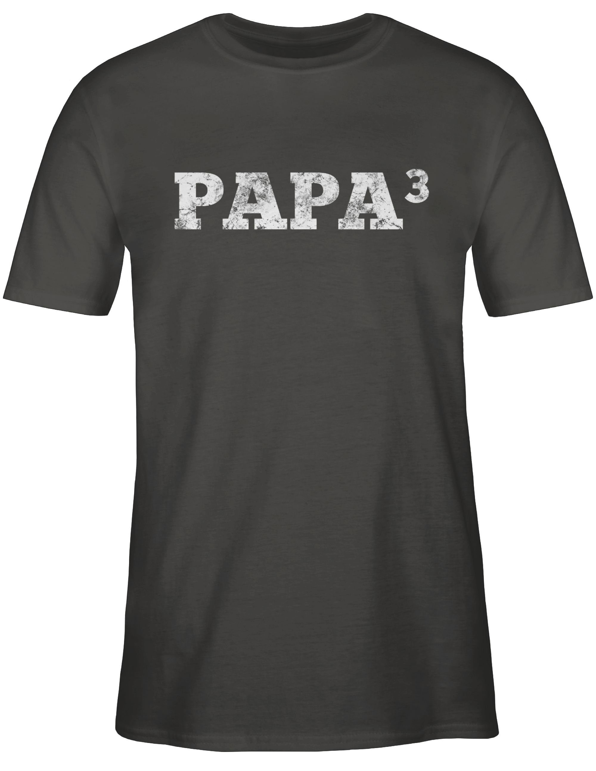 Shirtracer T-Shirt 3-Fach Papa Vatertag I für 3 3 Kinder Dunkelgrau Geschenk Papa